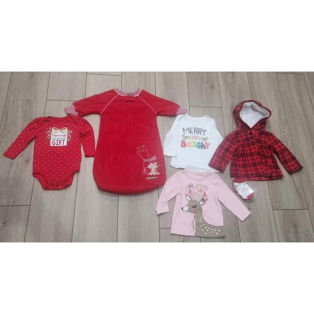 lot of baby christmas winter warm clothes‎ (coat, sleep sack, shirts) 6 Months